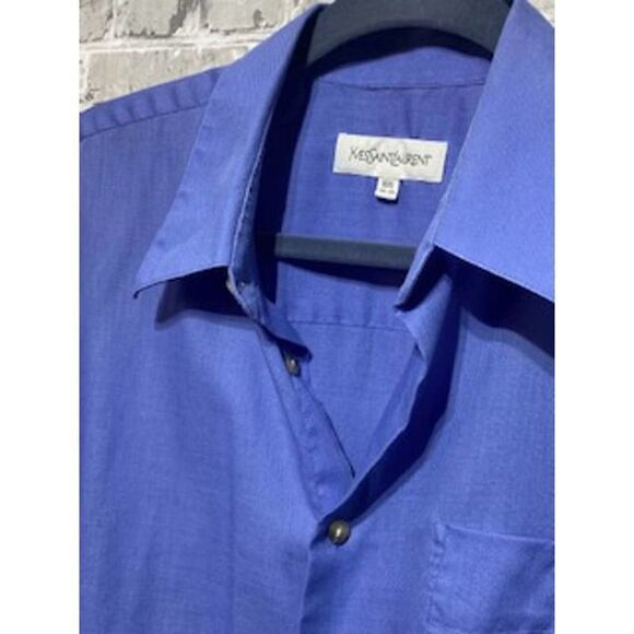 YSL BLUE BUTTON UP DRESS SHIRT - Picture 5 of 6